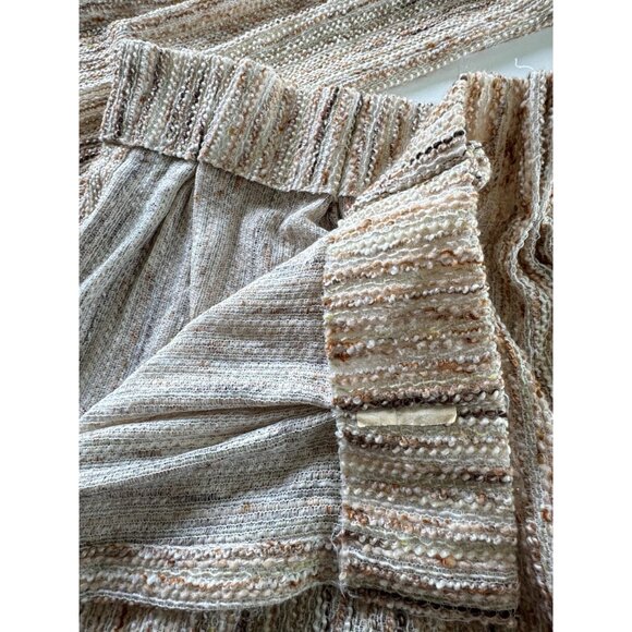 Vintage 70s curtain, thick woven tan and brown panel, pleated, price for 1 pair - Picture 8 of 10